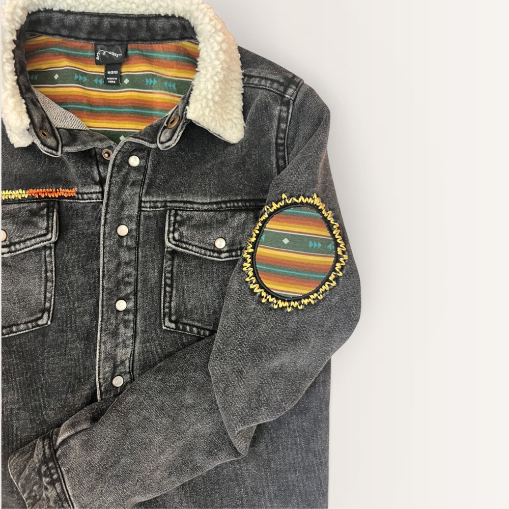 Art Class Black Sherpa-Lined Denim Shirt